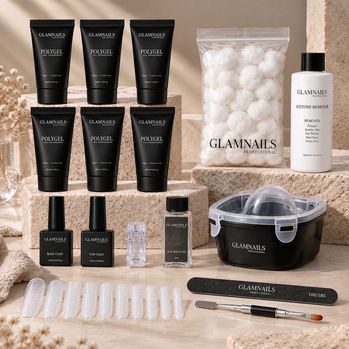 Polygel-aloituspaketti | 3+3 ilmaista väriä Glamnailsprofessional